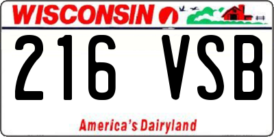 WI license plate 216VSB