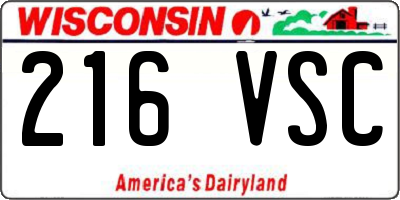 WI license plate 216VSC