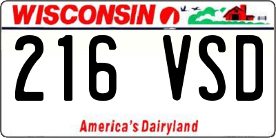 WI license plate 216VSD