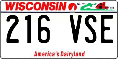WI license plate 216VSE