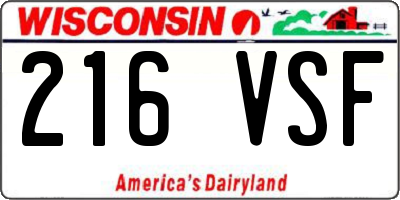 WI license plate 216VSF
