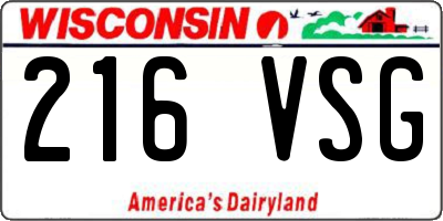 WI license plate 216VSG