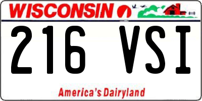 WI license plate 216VSI