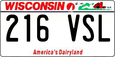 WI license plate 216VSL