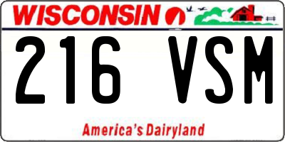 WI license plate 216VSM