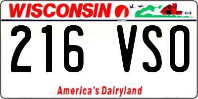 WI license plate 216VSO