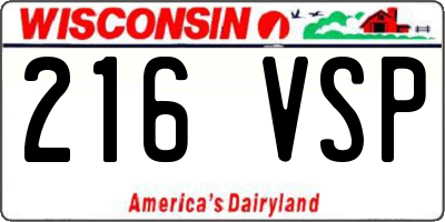 WI license plate 216VSP