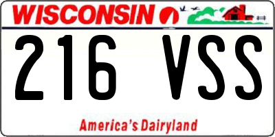 WI license plate 216VSS