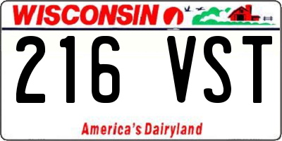 WI license plate 216VST