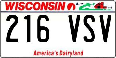 WI license plate 216VSV