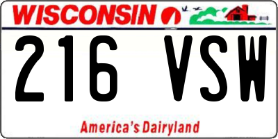 WI license plate 216VSW