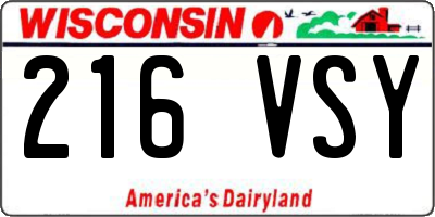 WI license plate 216VSY