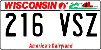 WI license plate 216VSZ
