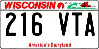 WI license plate 216VTA