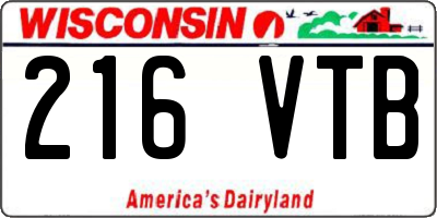 WI license plate 216VTB