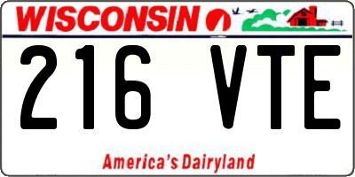 WI license plate 216VTE