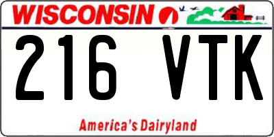 WI license plate 216VTK