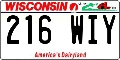 WI license plate 216WIY