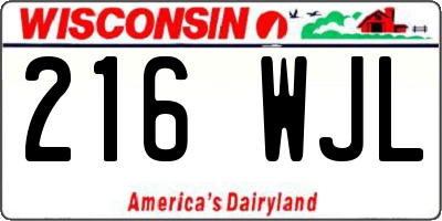 WI license plate 216WJL