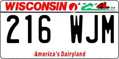 WI license plate 216WJM