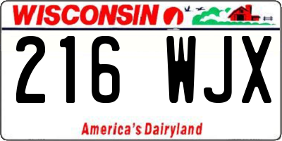 WI license plate 216WJX