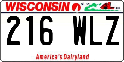 WI license plate 216WLZ