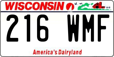 WI license plate 216WMF