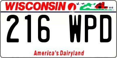 WI license plate 216WPD