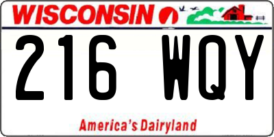 WI license plate 216WQY