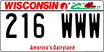 WI license plate 216WWW