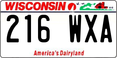 WI license plate 216WXA