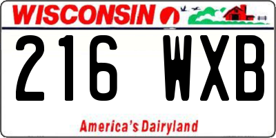 WI license plate 216WXB