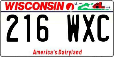 WI license plate 216WXC