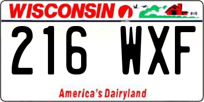 WI license plate 216WXF