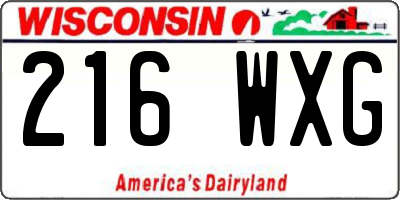 WI license plate 216WXG