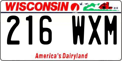 WI license plate 216WXM