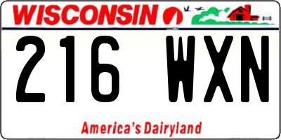 WI license plate 216WXN