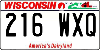 WI license plate 216WXQ