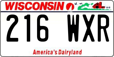 WI license plate 216WXR