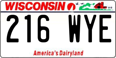 WI license plate 216WYE