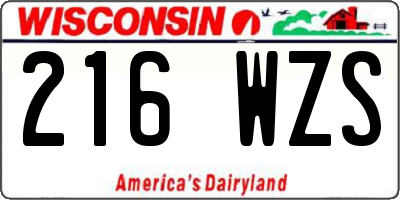 WI license plate 216WZS