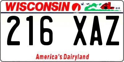 WI license plate 216XAZ
