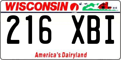 WI license plate 216XBI