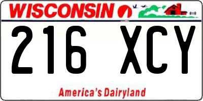 WI license plate 216XCY
