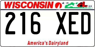 WI license plate 216XED