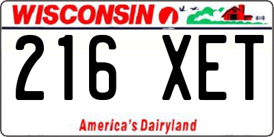 WI license plate 216XET