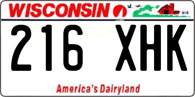 WI license plate 216XHK