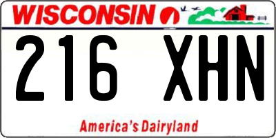 WI license plate 216XHN