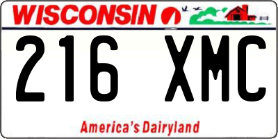 WI license plate 216XMC