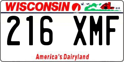 WI license plate 216XMF